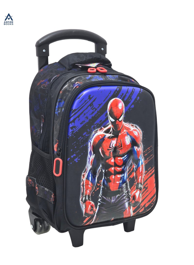 Aspire Books Exclusive Spider-Man 15-Inch Rolling Backpack for Kids – 3-Piece School Trolley Set includes Lunch Bag & Pencil Case, Limited Edition (Red/Blue/Black) - Image 2
